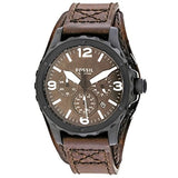 Fossil Nate Chronograph Brown Dial Brown Leather Strap Watch for Men - JR1511