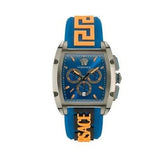 Versace Iconic Dominus Chronograph Blue Dial Blue Rubber Strap Watch For Men - VE6H00323