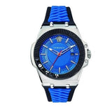 Versace Chain Reaction Quartz Blue Dial Blue & Black Leather Strap Watch for Men - VEDY00119