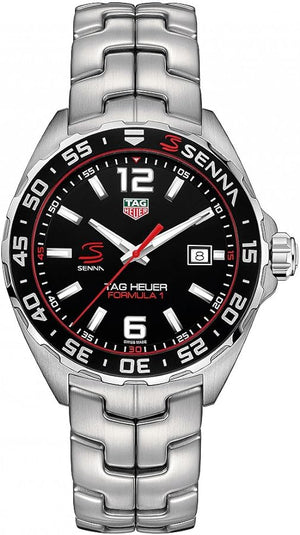 Tag Heuer Formula 1 Quartz Senna Limited Edition Black Dial Silver Steel Strap Watch for Men - WAZ1012.BA0883