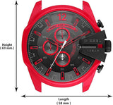 Diesel Mega Chief Chronograph Black Dial Red Rubber Strap Watch For Men - DZ4526