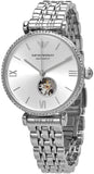 Emporio Armani Gianni T-Bar Automatic Silver Dial Silver Steel Strap Watch For Women - AR60022