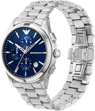 Emporio Armani Chronograph Blue Dial Silver Steel Strap Watch For Men - AR11528