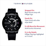 Tommy Hilfiger Denim Quartz Black Dial Black Rubber Strap Watch for Men - 1791483