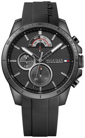 Tommy Hilfiger Decker Black Dial Black Rubber Strap Watch for Men - 1791352