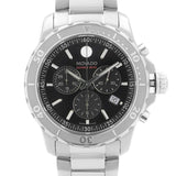 Movado Series 800 Chronograph Black Dial Silver Steel Strap Watch For Men - 2600110