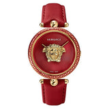 Versace Palazzo Empire Red Dial Red Leather Strap Watch for Women - VCO120017