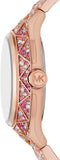 Michael Kors Raquel Three-Hand Crystals Pink Dial Rose Gold Steel Strap Watch For Women - MK7343