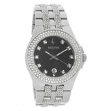 Bulova Crystal Collection Black Dial Silver Steel Strap Watch for Men - 96K102