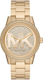 Michael Kors Ritz Pave Crystals Gold Dial Gold Steel Strap Watch for Women - MK6862