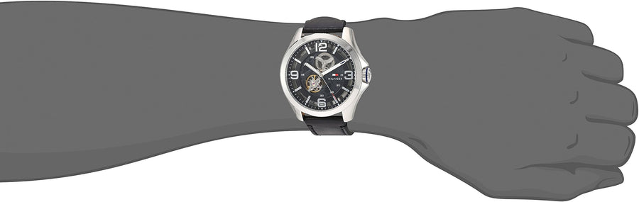 Tommy Hilfiger Bruce Analog Black Dial Black Leather Strap Watch for Men - 1791279