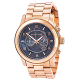 Michael Kors Runway Stop Hunger Quartz Blue Dial Rose Gold Steel Strap Watch For Men - MK8358