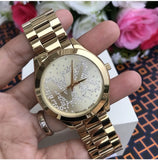 Michael Kors Slim Runway Gold Dial Gold Steel Strap Watch for Women - MK3590