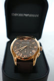 Emporio Armani Chronograph Brown Dial Brown Leather Strap Watch For Men - AR1701