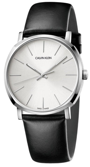 Calvin Klein Posh Silver Dial Black Leather Strap Watch for Men - K8Q311C6