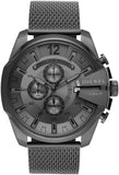 Diesel Mega Chief Chronograph Black Dial Black Steel Strap Watch For Men - DZ4527