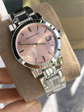 Burberry The City Pink Dial Silver Steel Strap Watch for Women - BU9124