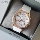 Guess Solar White Dial White Rubber Strap Watch For Women - W1135L1