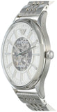 Emporio Armani Meccanico Skeleton Silver Dial Silver Steel Strap Watch For Men - AR1945