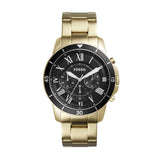 Fossil Inscription Automatic Black Dial Gold Steel Strap Watch for Men - FS5267