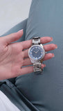 Guess Glitter Burst Diamonds Blue Dial Silver Steel Strap Watch for Women - GW0405L1