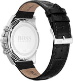 Hugo Boss Hero Chronograph Black Dial Black Leather Strap Watch For Men - 1513752