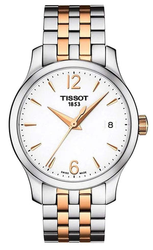 Tissot T Classic Tradition Lady White Dial Two Tone Steel Strap Watch For Women - T063.210.22.037.01