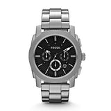 Fossil Machine Chronograph Black Dial Silver Steel Strap Watch for Men - FS4776