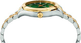 Versace Hellenyium Quartz Green Dial Two Tone Steel Strap Watch For Men - VEVI00620