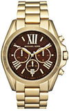 Michael Kors Bradshaw Brown Dial Gold Steel Strap Watch for Women - MK5502