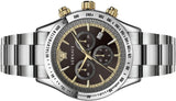 Versace Classic Chronograph Quartz Black Dial Silver Steel Strap Watch For Men - VEV700419