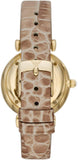 Emporio Armani Gianni T Bar Crystals Silver Dial Brown Leather Strap Watch For Women - AR11518