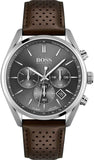 Hugo Boss Champion Grey Dial Brown Leather Strap Watch for Men - 1513815