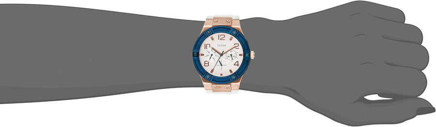 Guess Jet Setter White Dial White Rubber Strap Watch for Women - W0564L1