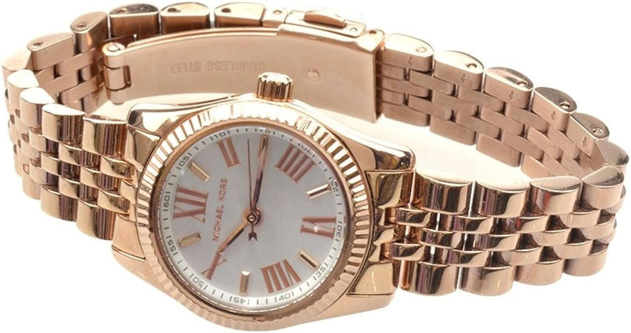 Michael Kors Lexington Quartz White Dial Rose Gold Steel Strap Watch For Women - MK3230