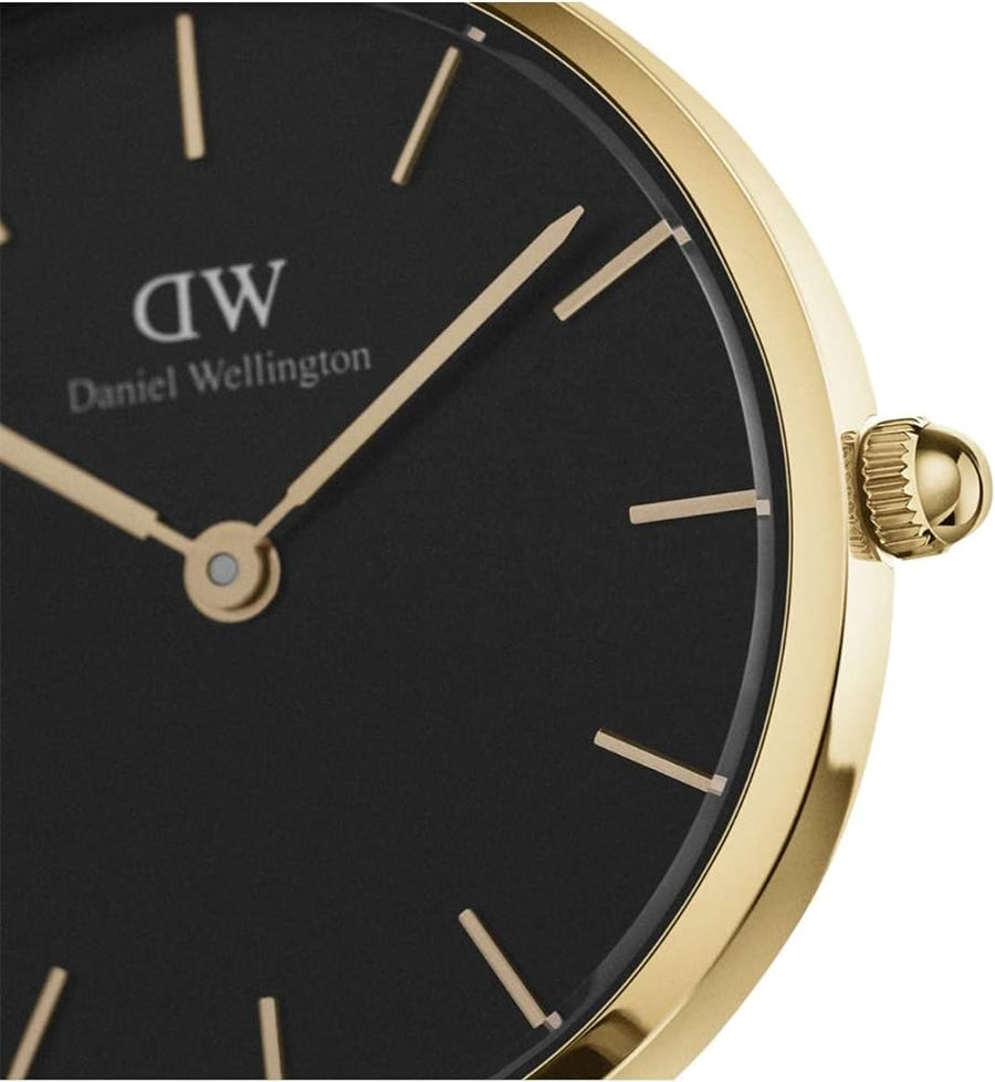 Daniel Wellington Classic Petite Evergold Black Dial Gold Mesh Bracelet Watch For Women - DW00100349