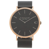 Coach Charles Black Ion Dial Black Mesh Bracelet Watch for Men - 14602470