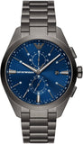 Emporio Armani Chronograph Quartz Blue Dial Grey Steel Strap Watch For Men - AR11481