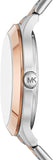 Michael Kors Slim Runway Crystals Silver Dial Two Tone Steel Strap Watch for Women - MK1045