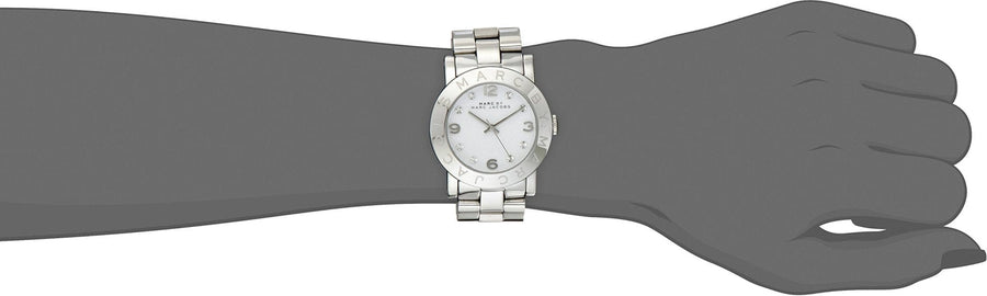 Marc Jacobs Amy White Dial Silver Steel Strap Watch for Women - MBM3054