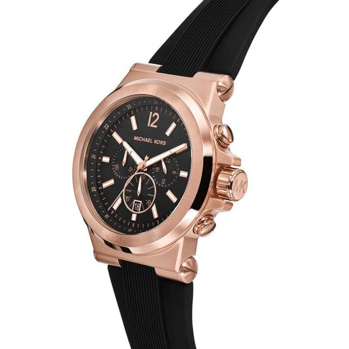 Michael Kors Dylan Black Dial Black Rubber Strap Watch for Men - MK8184