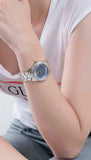 Guess Glitter Burst Diamonds Blue Dial Silver Steel Strap Watch for Women - GW0405L1