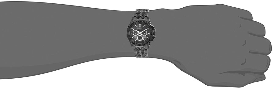 Bulova Octova Chronograph Black Crystal Dial Black Steel Strap Watch for Men - 98C134