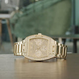 Guess Raven Diamonds Gold Dial Gold Steel Strap Watch for Women - GW0104L2