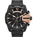 Diesel Mega Chief Black Dial Black Steel Strap Watch For Men - DZ4309