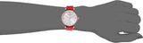 Emporio Armani Gianni T Bar Silver Dial Red Leather Strap Watch For Women - AR1876