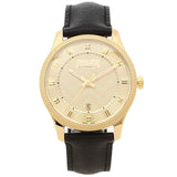 Gucci Eryx Automatic Chevron Gold Dial Black Leather Strap Watch For Men - YA126340