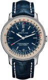 Breitling Navitimer Automatic 38mm Blue Dial Blue Leather Strap Mens Watch - A17325211C1P1