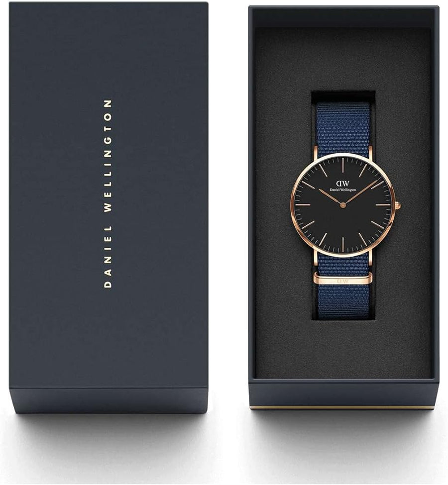 Daniel Wellington Classic Bayswater Black Dial Black NATO Strap Watch For Men - DW00100277