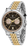 Maserati Legend Chronograph 42mm Brown Dial Two Tone Steel Strap Watch For Men - R8873638003